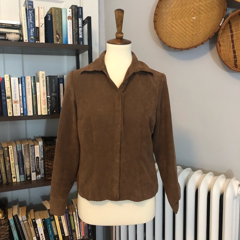 Polyester Brown Button Down
